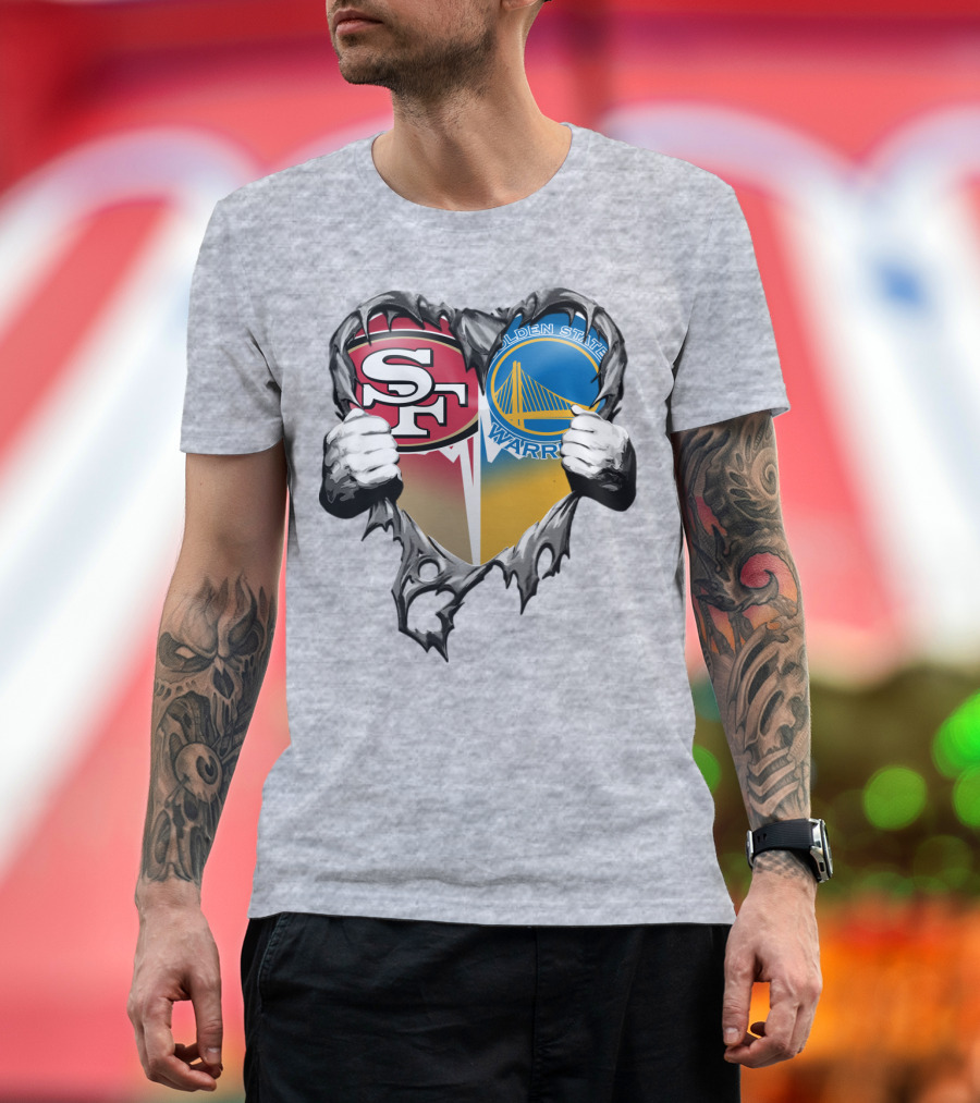 Sf 49ers Golden State Warriors Heart Logo Mashup T-Shirt