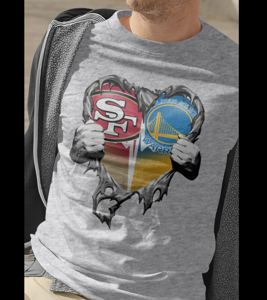 Sf 49ers Golden State Warriors Heart Logo Mashup T-Shirt
