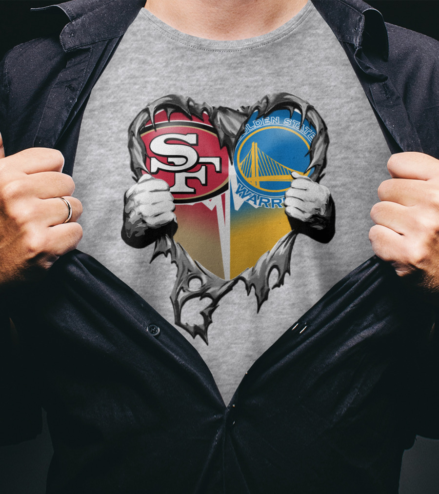 Sf 49ers Golden State Warriors Heart Logo Mashup T-Shirt