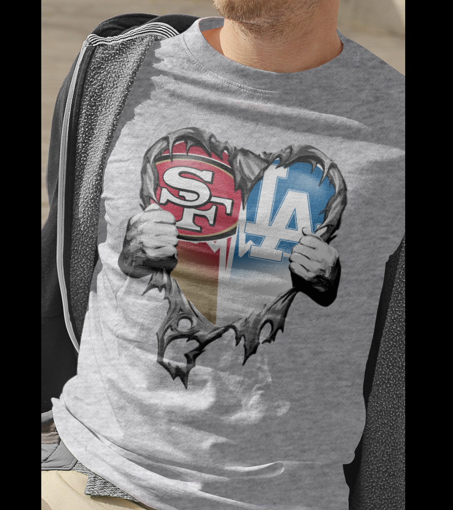 Sf La Heart Rivalry Baseball Fan Passion T-Shirt