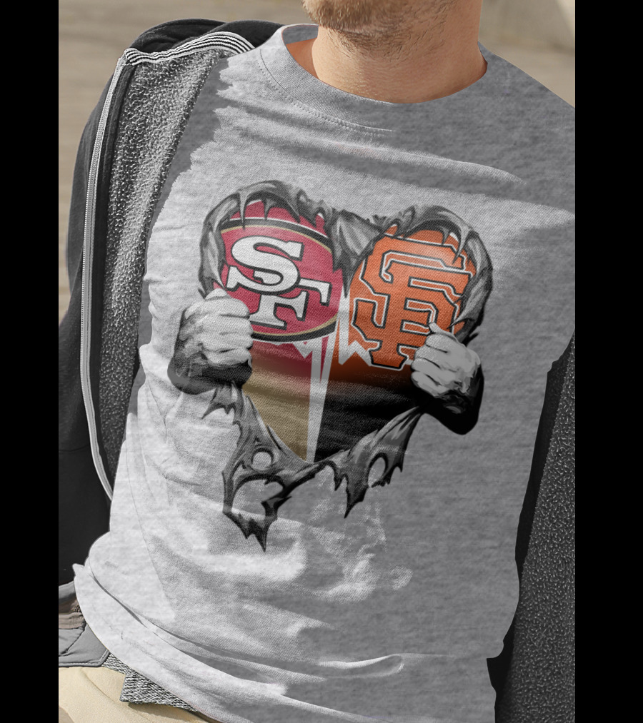 Sf Giants Sf 49ers Split Heart T-Shirt