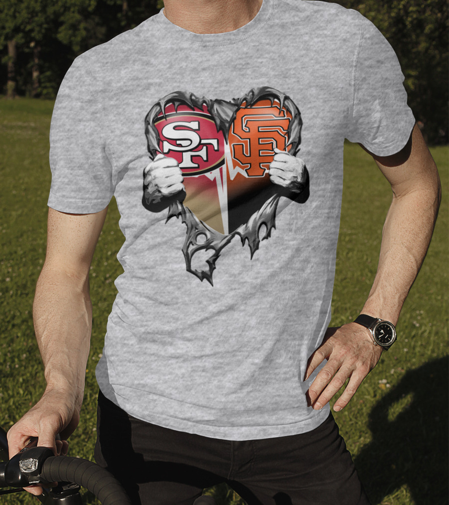 Sf Giants Sf 49ers Split Heart T-Shirt