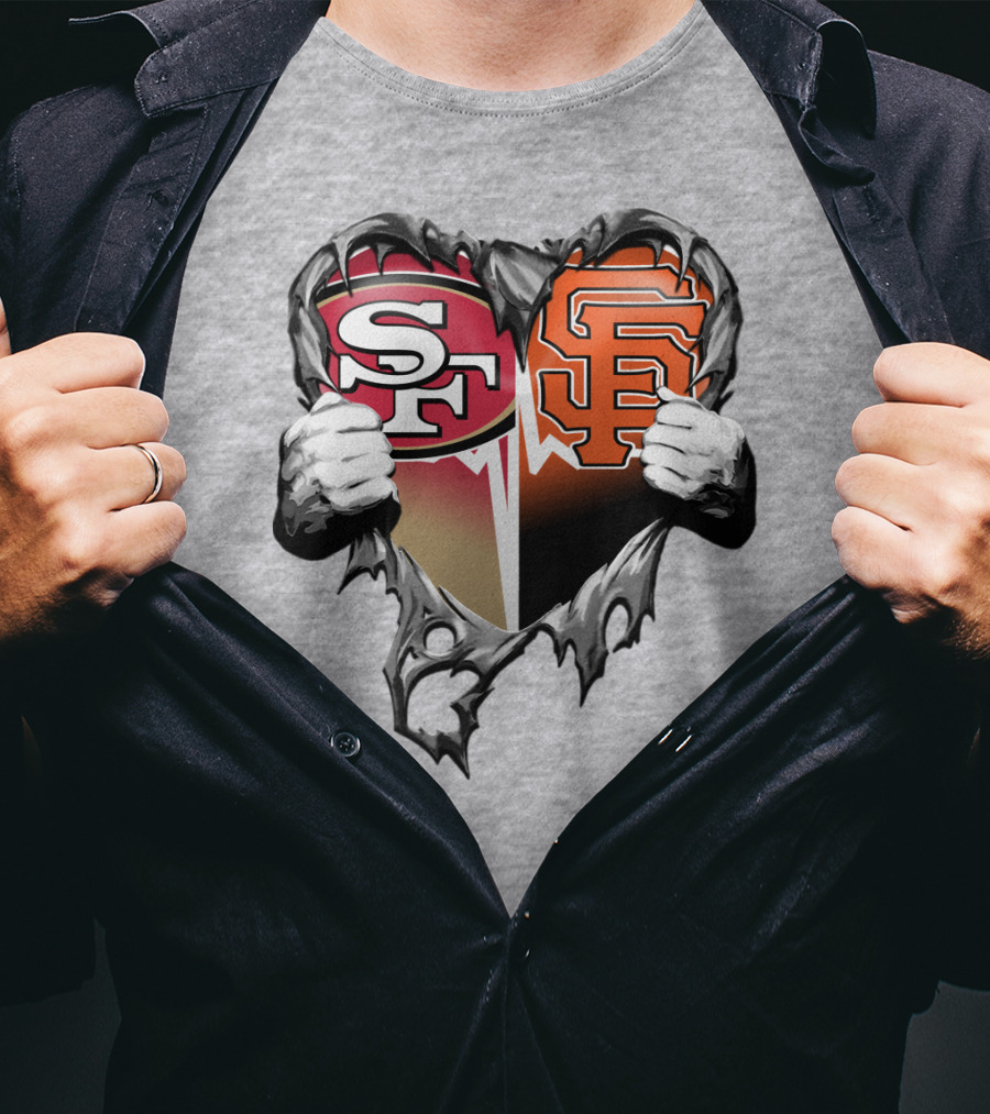 Sf Giants Sf 49ers Split Heart T-Shirt