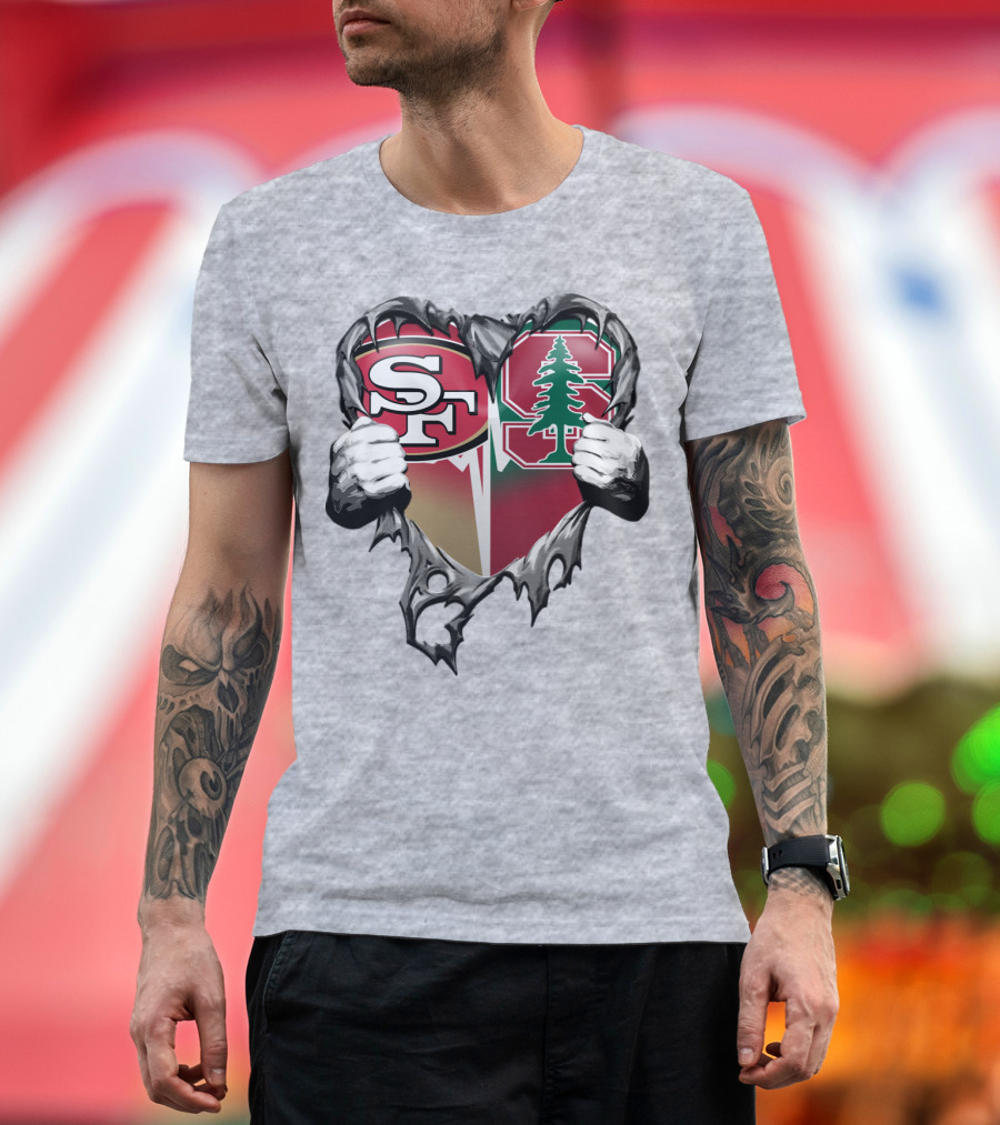 San Francisco 49ers And Stanford Cardinal Heart T-Shirt
