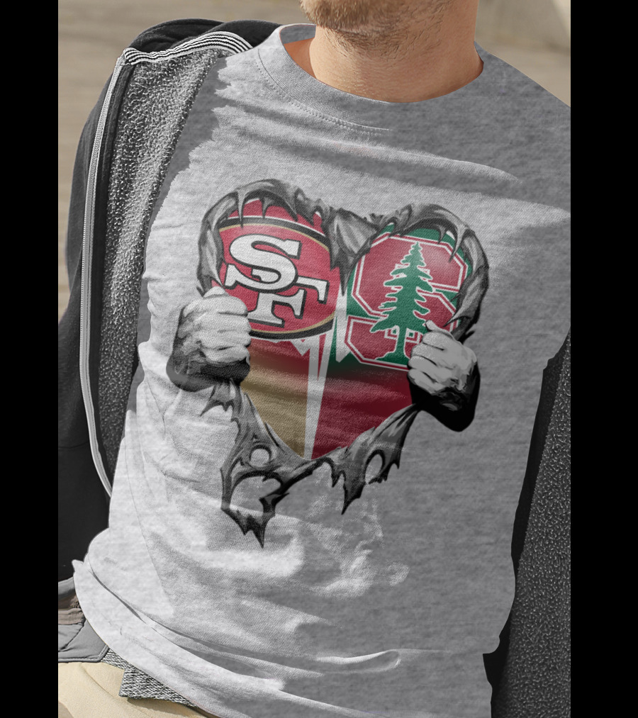 San Francisco 49ers And Stanford Cardinal Heart T-Shirt