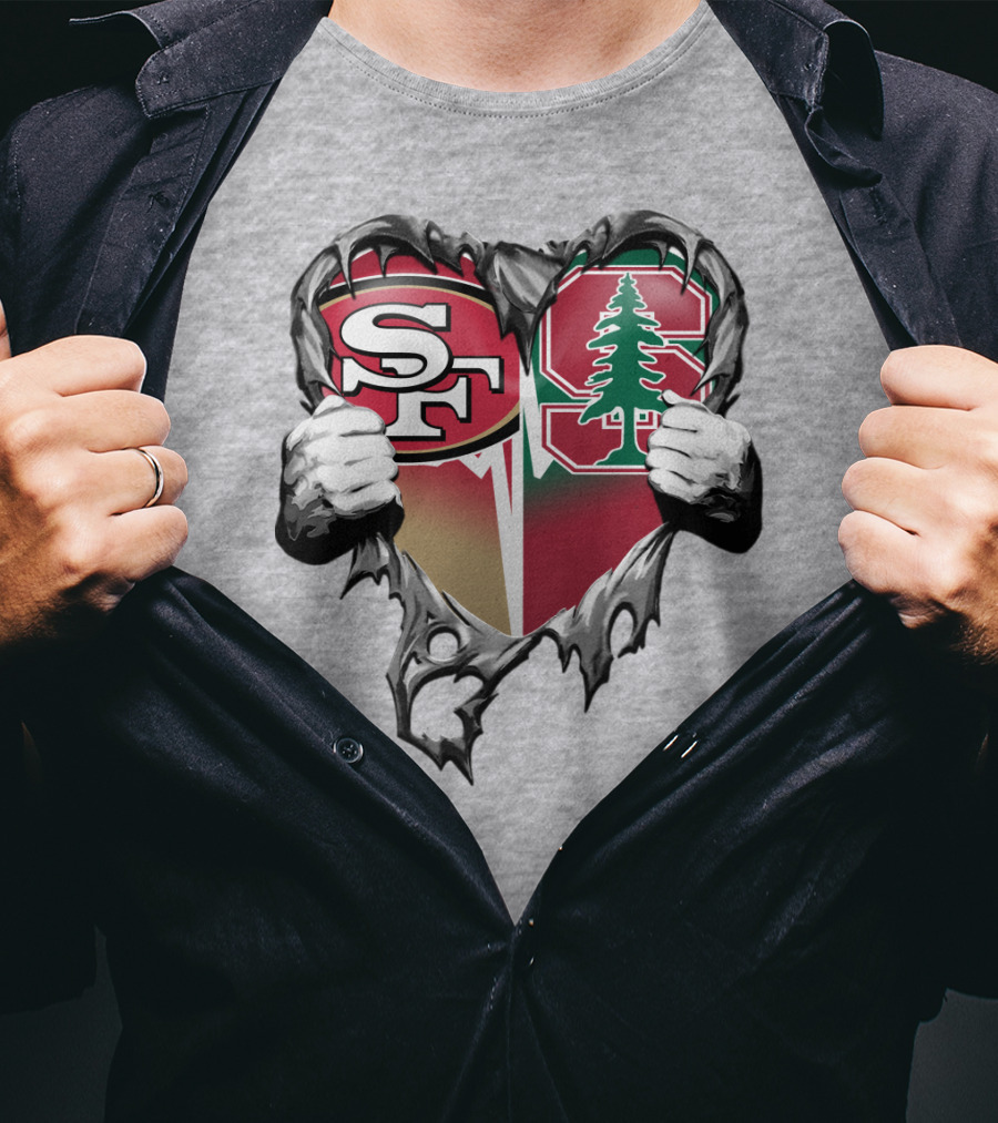 San Francisco 49ers And Stanford Cardinal Heart T-Shirt
