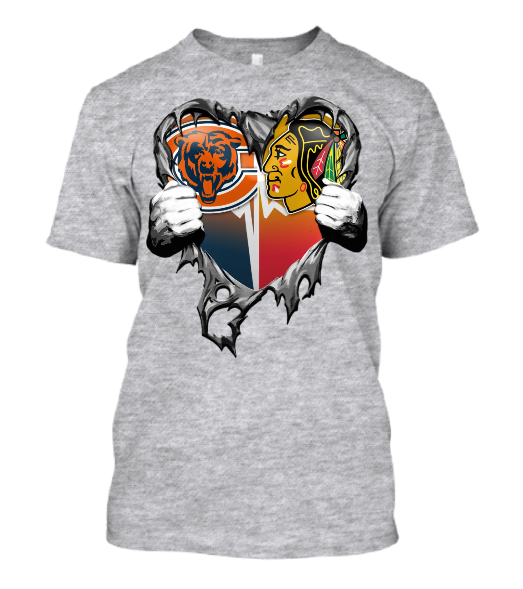 Chicago Bears And Blackhawks Heart T-Shirt