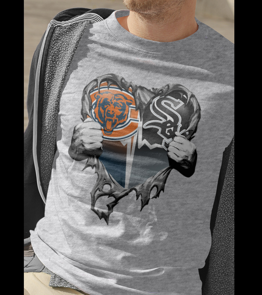 Chicago Bears And Chicago White Sox Heart Logo Xatt009 T-Shirt