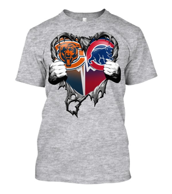 Xatt008 Chicago Bears And Cubs Heart T-Shirt