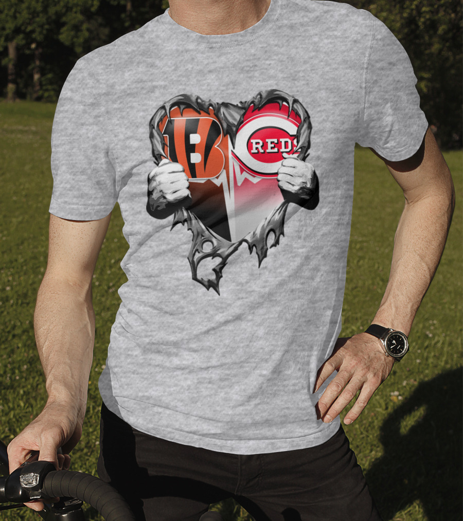 Cincinnati Bengals And Reds Heart T-Shirt