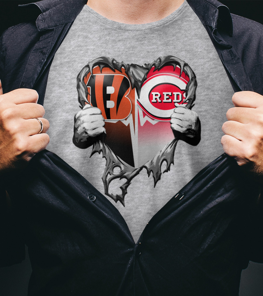 Cincinnati Bengals And Reds Heart T-Shirt