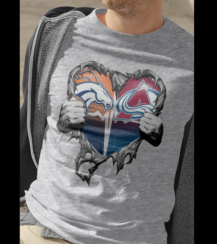 Broncos Avalanche Rip Heart T-Shirt