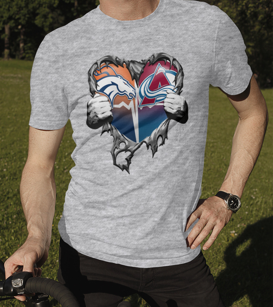 Broncos Avalanche Rip Heart T-Shirt
