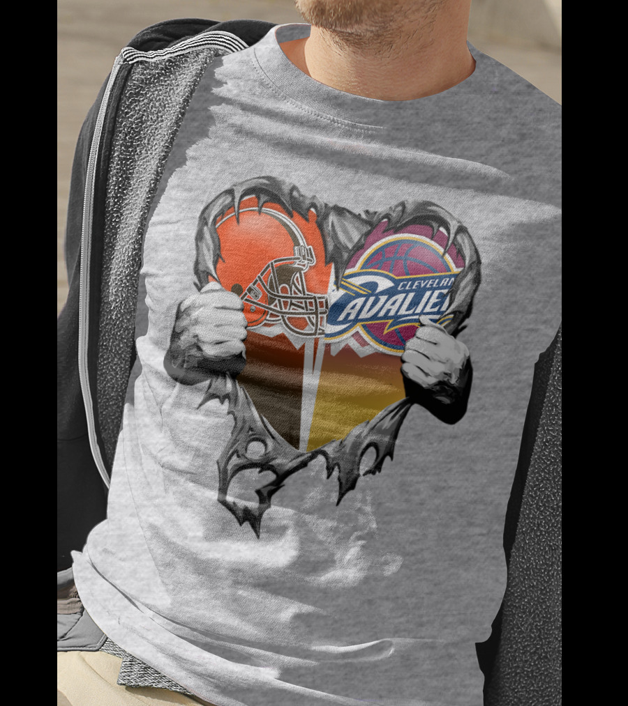 Cleveland Cavaliers Browns Heart Combination T-Shirt