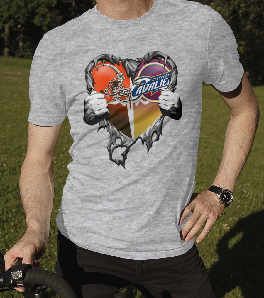 Cleveland Cavaliers Browns Heart Combination T-Shirt