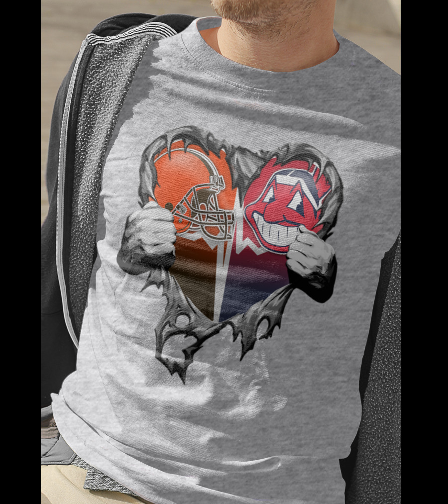 Cleveland Browns And Cleveland Indians Heart T-Shirt