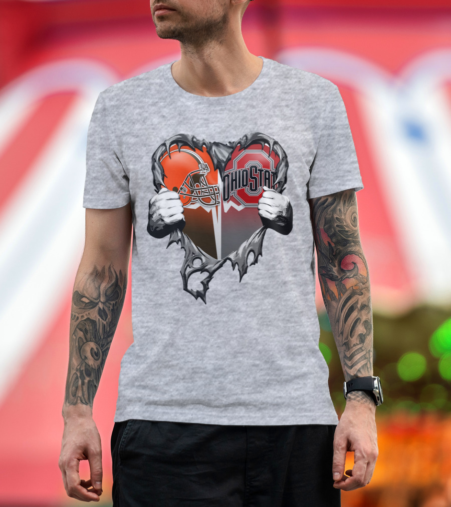 Cleveland Browns Ohio State Buckeyes Heart T-Shirt