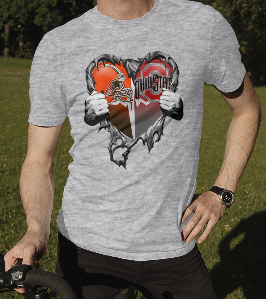 Cleveland Browns Ohio State Buckeyes Heart T-Shirt
