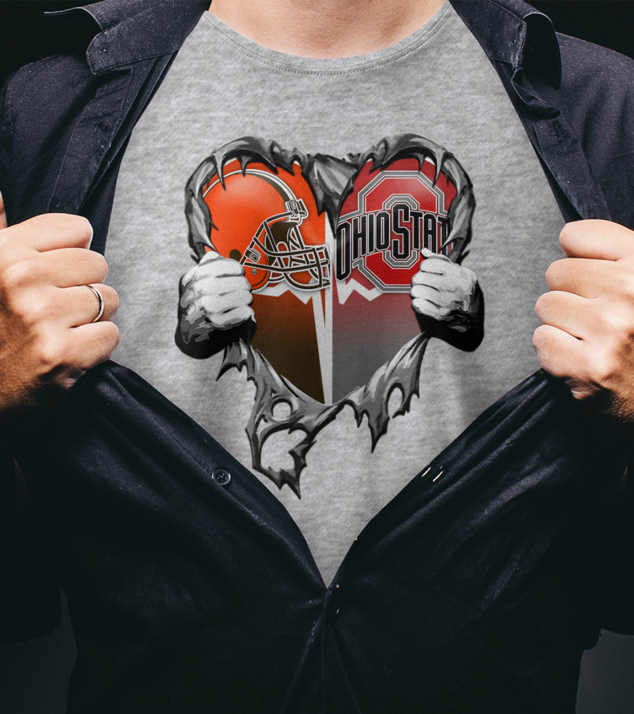 Cleveland Browns Ohio State Buckeyes Heart T-Shirt