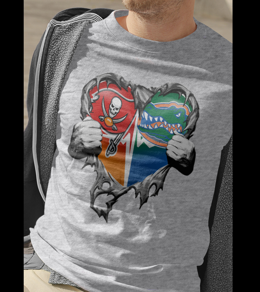 Tampa Bay Buccaneers Florida Gators Torn Heart T-Shirt