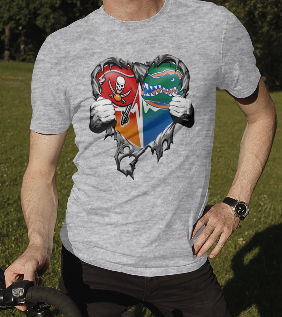 Tampa Bay Buccaneers Florida Gators Torn Heart T-Shirt