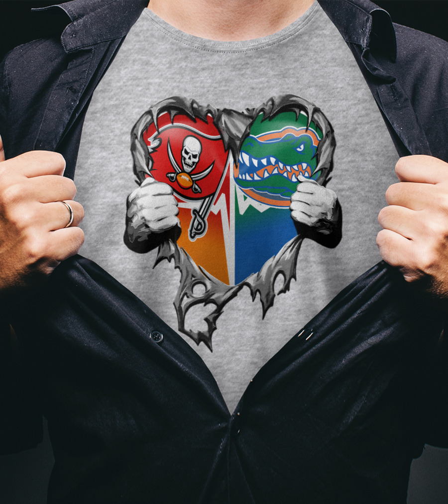 Tampa Bay Buccaneers Florida Gators Torn Heart T-Shirt