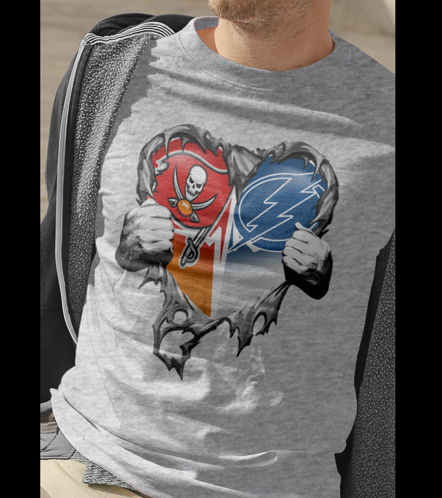 Tampa Bay Buccaneers And Tampa Bay Lightning Heart T-Shirt