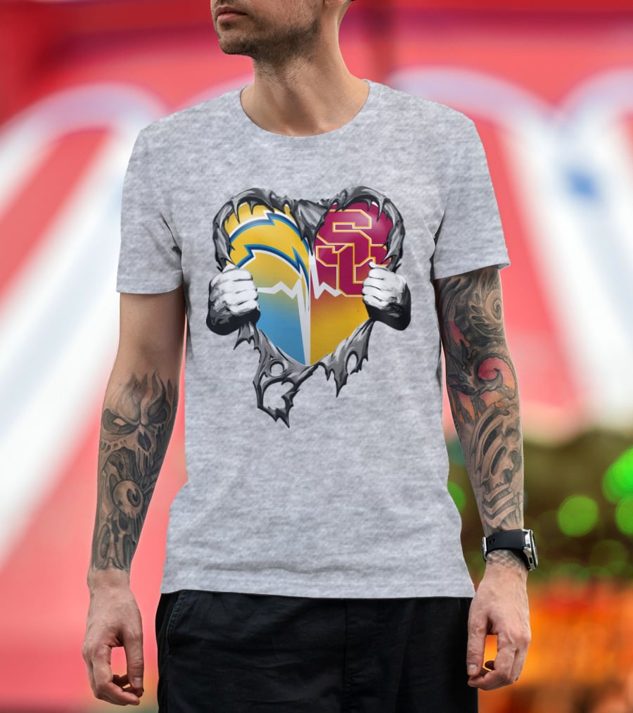 Chargers Usc Heart Logo Split T-Shirt