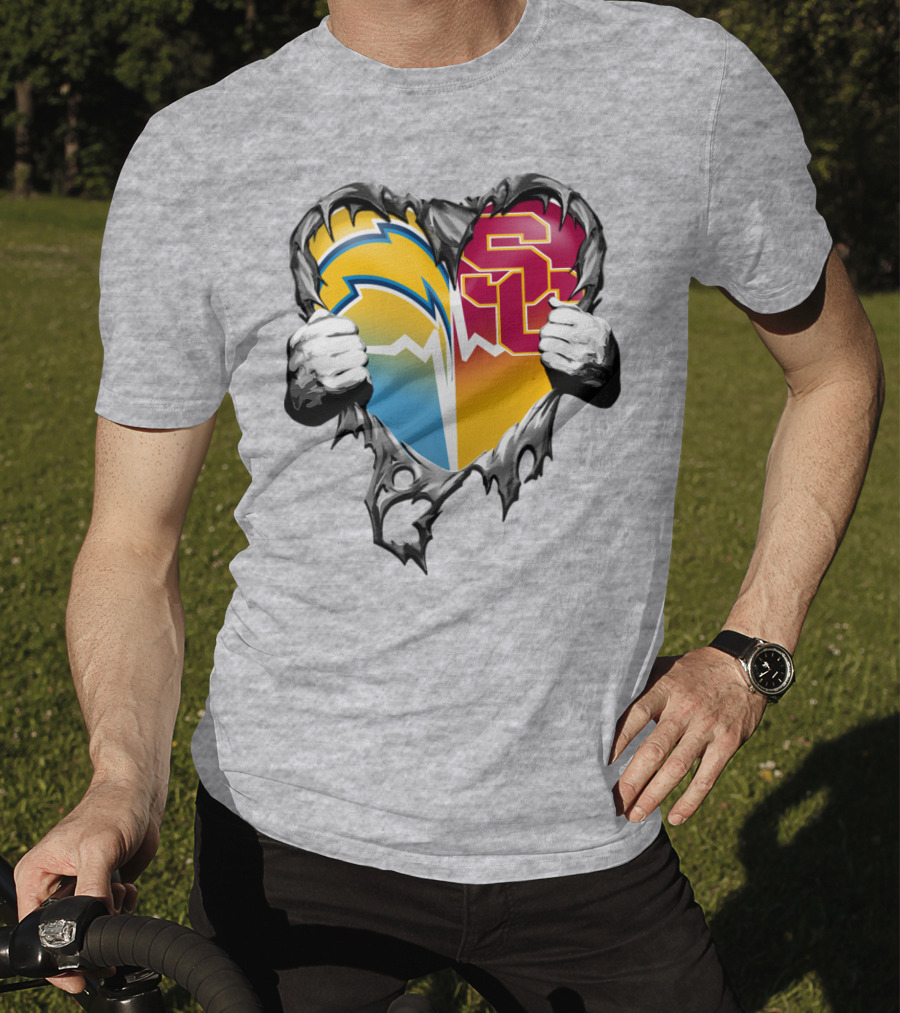 Chargers Usc Heart Logo Split T-Shirt