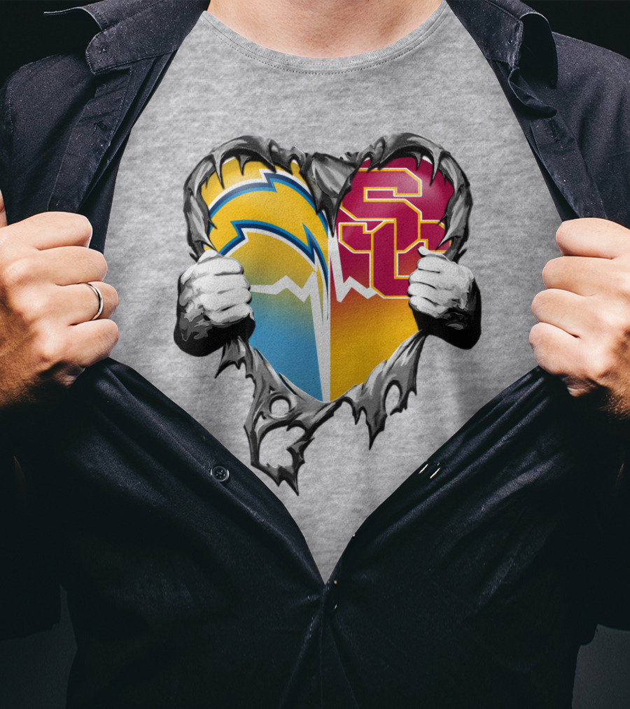 Chargers Usc Heart Logo Split T-Shirt