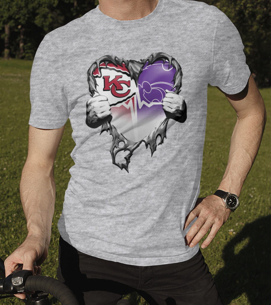 Kansas City Chiefs And Kansas State Wildcats Heart T-Shirt