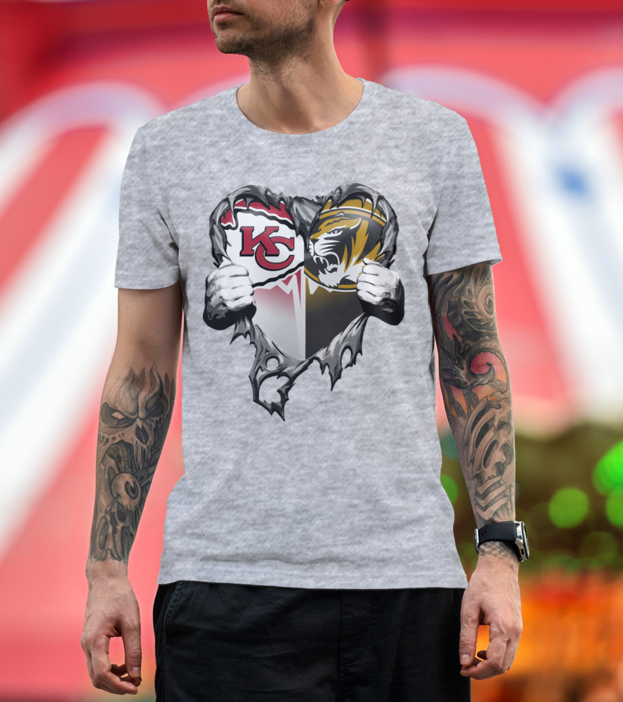 Kc Chiefs And Missouri Tigers Heart T-Shirt