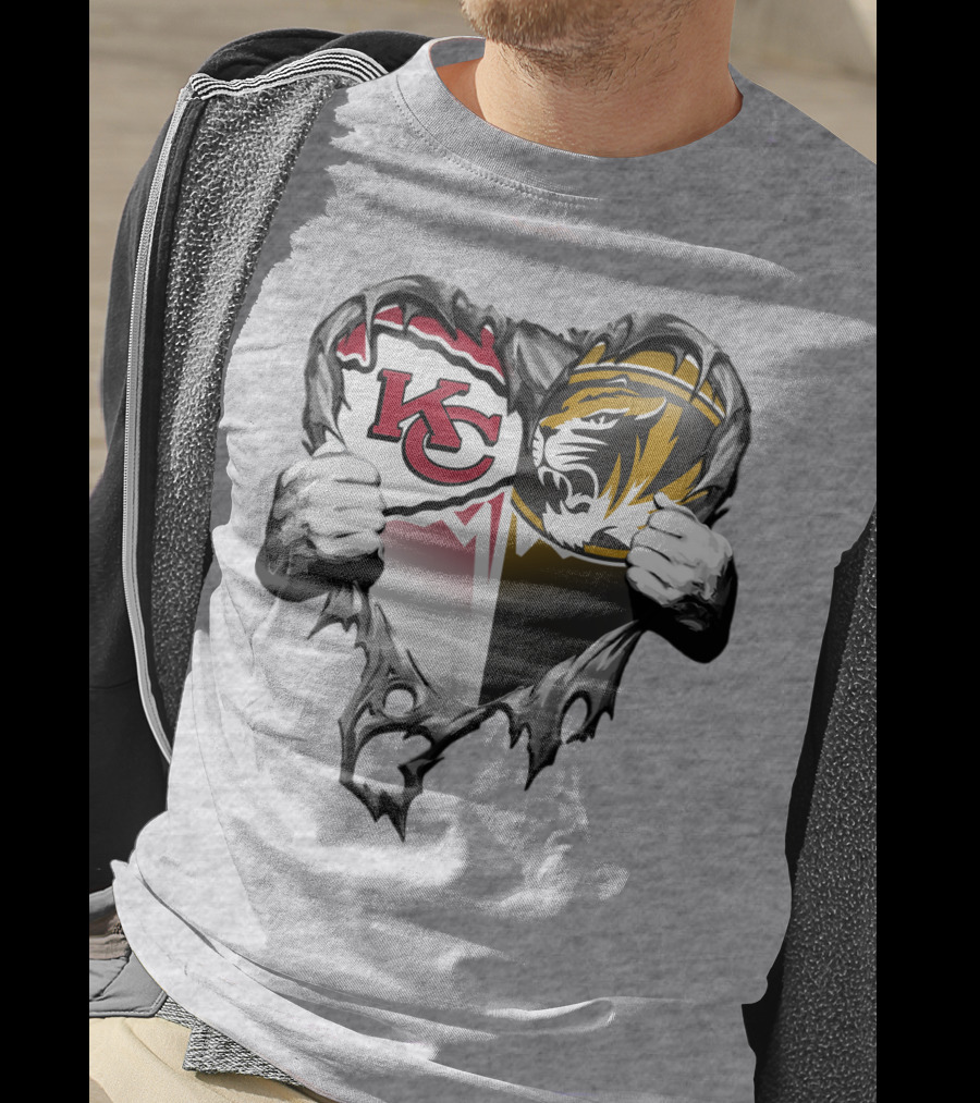 Kc Chiefs And Missouri Tigers Heart T-Shirt