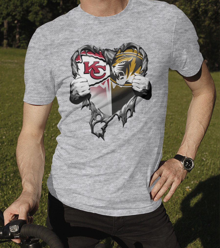 Kc Chiefs And Missouri Tigers Heart T-Shirt