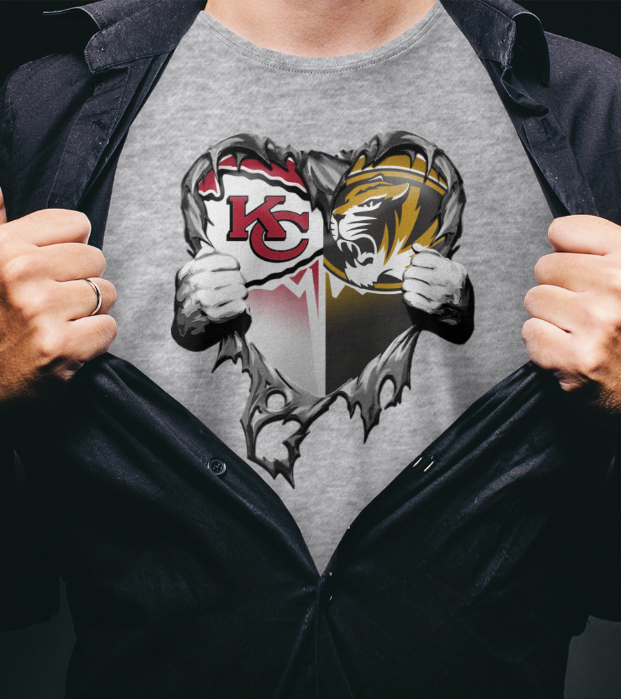 Kc Chiefs And Missouri Tigers Heart T-Shirt