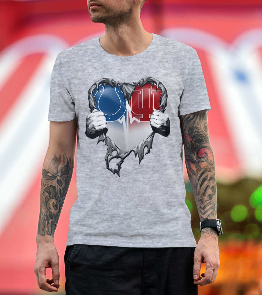Colts Indiana Hoosiers Heart Torn Open T-Shirt