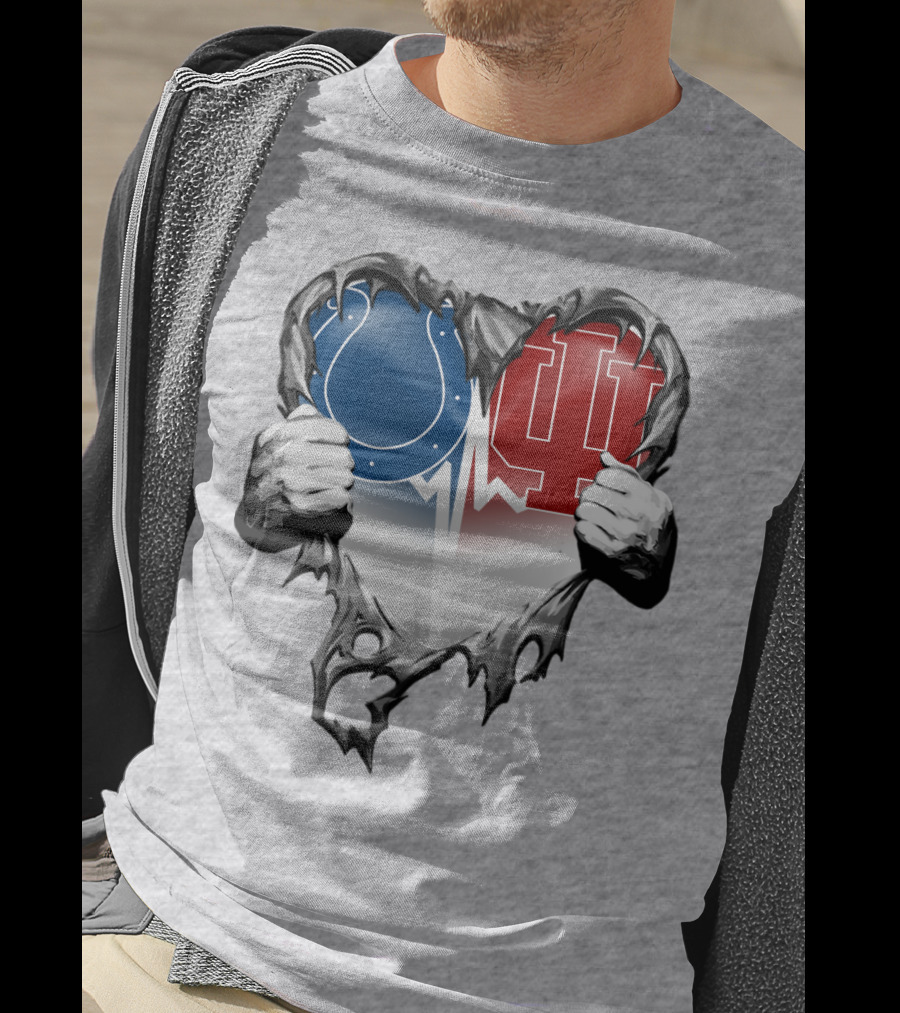 Colts Indiana Hoosiers Heart Torn Open T-Shirt