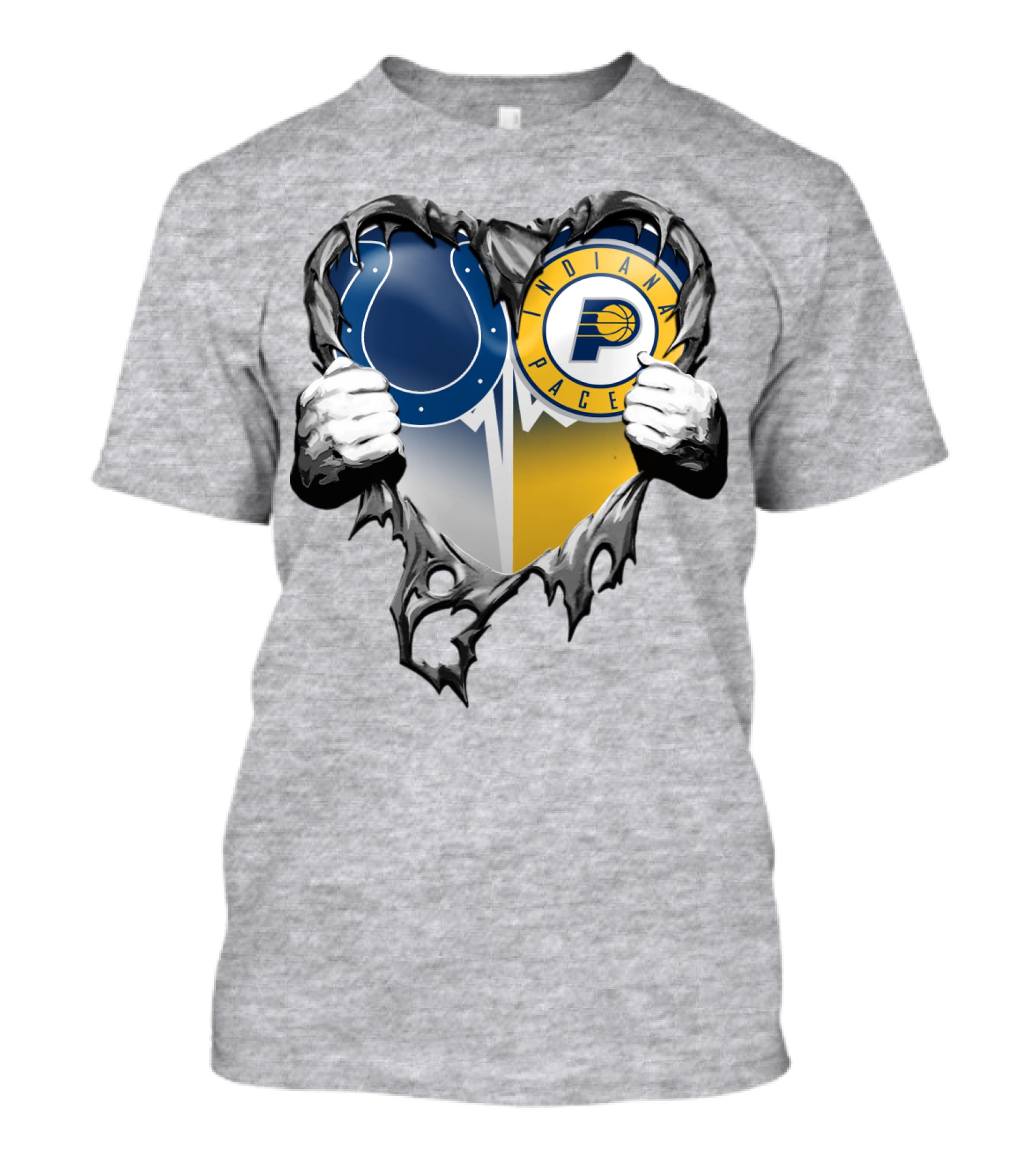 Indianapolis Colts Indiana Pacers Heart Rip T-Shirt