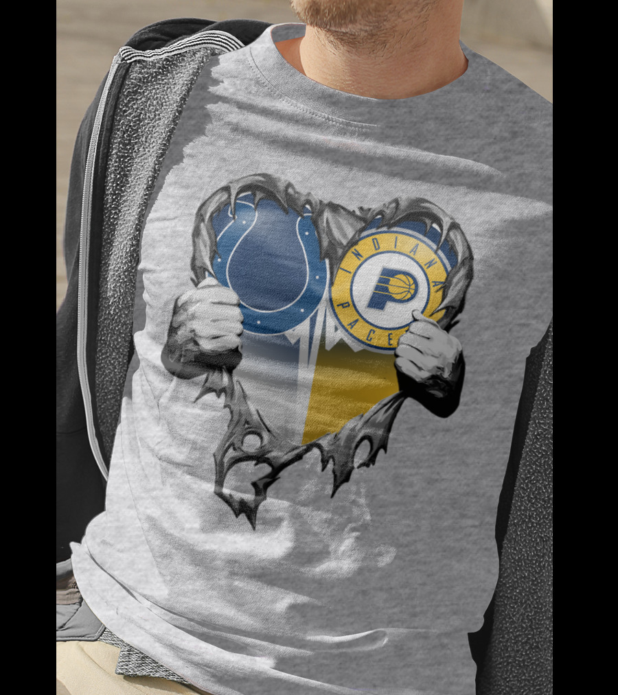Indianapolis Colts Indiana Pacers Heart Rip T-Shirt