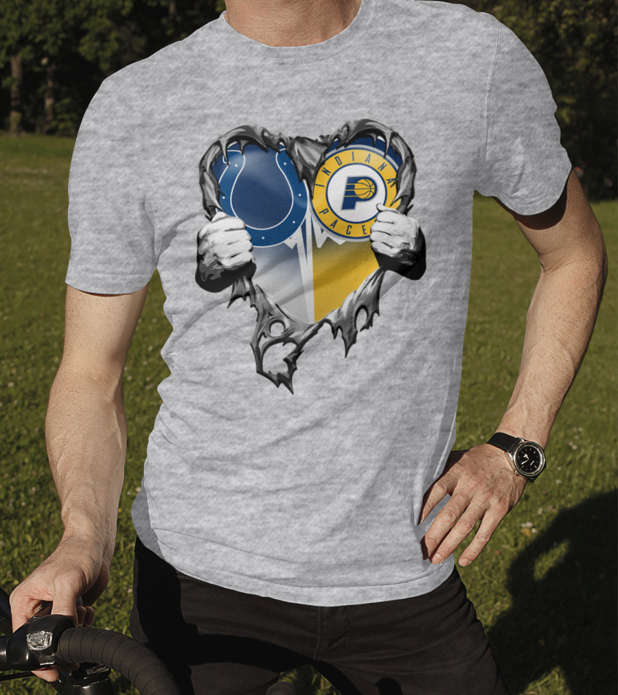 Indianapolis Colts Indiana Pacers Heart Rip T-Shirt