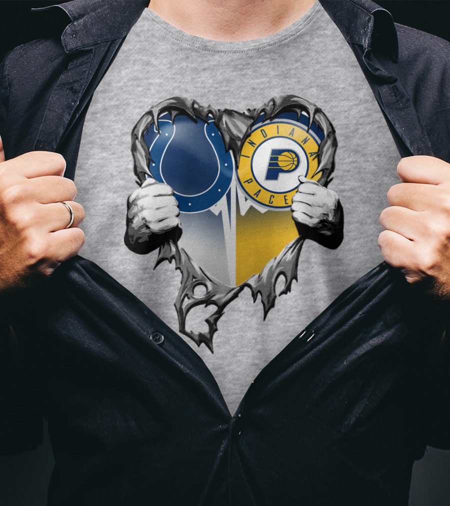 Indianapolis Colts Indiana Pacers Heart Rip T-Shirt