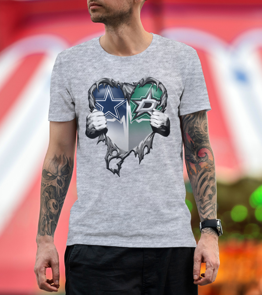 Dallas Cowboys Star Dallas Stars Logo Heart Hands Xatt044 T-Shirt