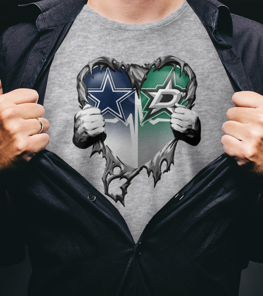 Dallas Cowboys Star Dallas Stars Logo Heart Hands Xatt044 T-Shirt