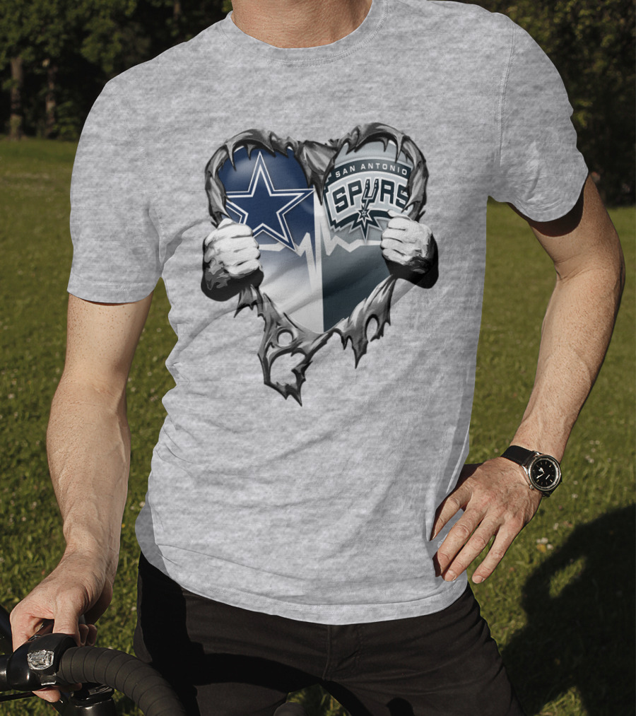 Dallas Cowboys San Antonio Spurs Heart T-Shirt