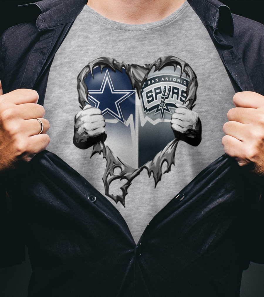 Dallas Cowboys San Antonio Spurs Heart T-Shirt