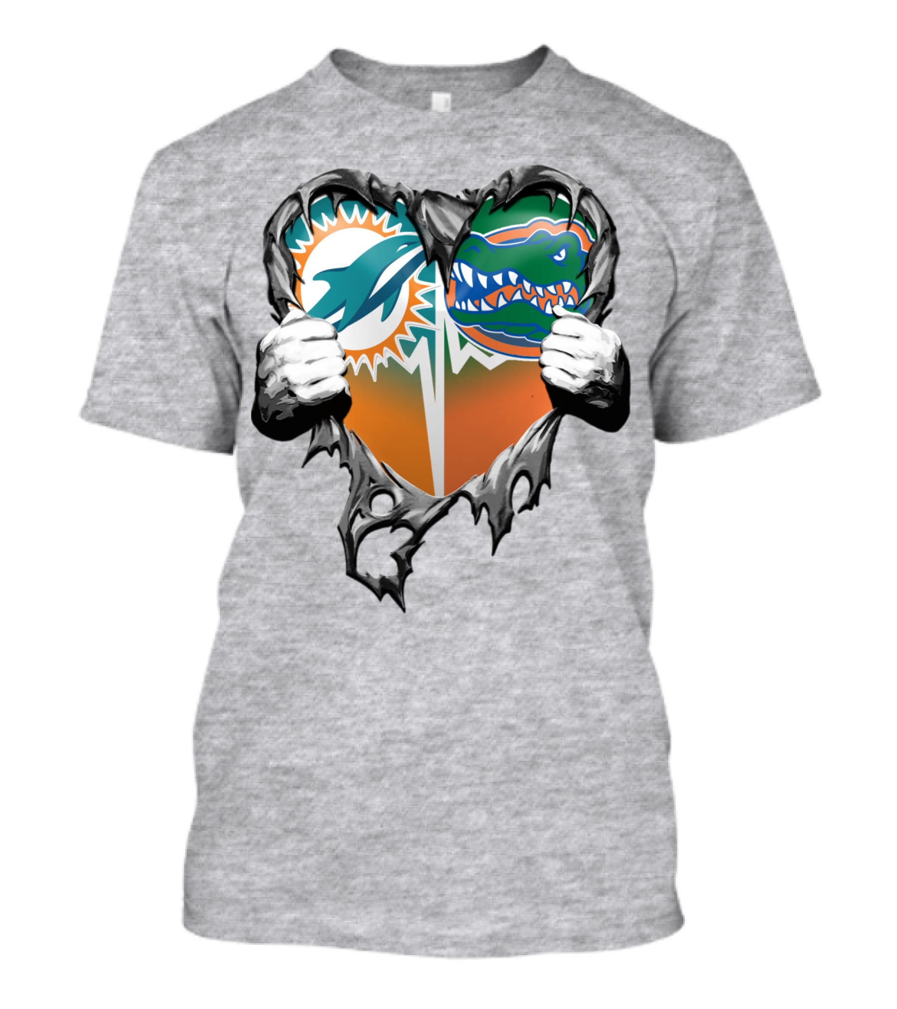 Miami Dolphins Florida Gators Heart Design Xatt048 T-Shirt