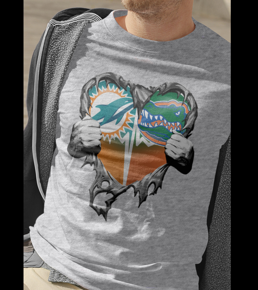 Miami Dolphins Florida Gators Heart Design Xatt048 T-Shirt
