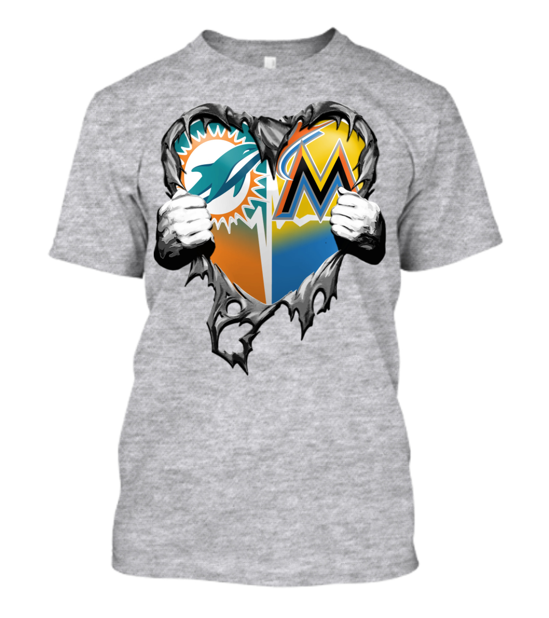 Miami Dolphins Miami Marlins Heart T-Shirt