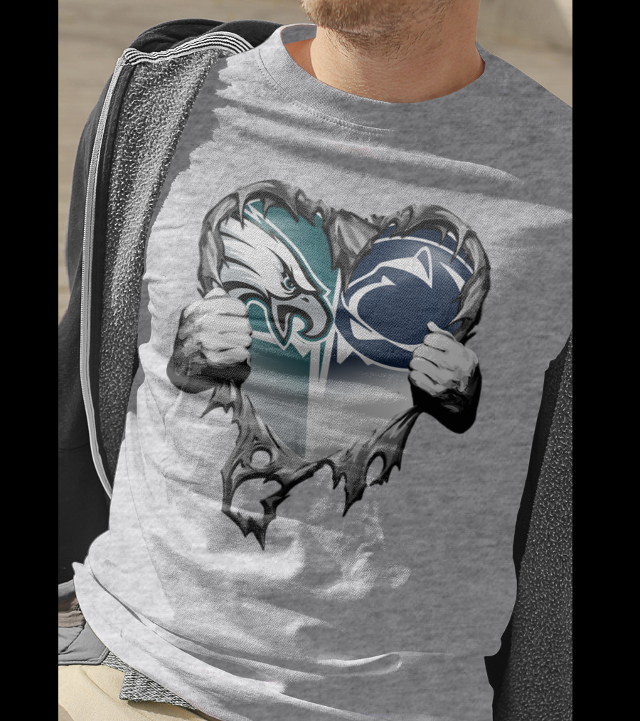 Philadelphia Eagles And Penn State Nittany Lions Heart Logo Rip Xatt053 T-Shirt
