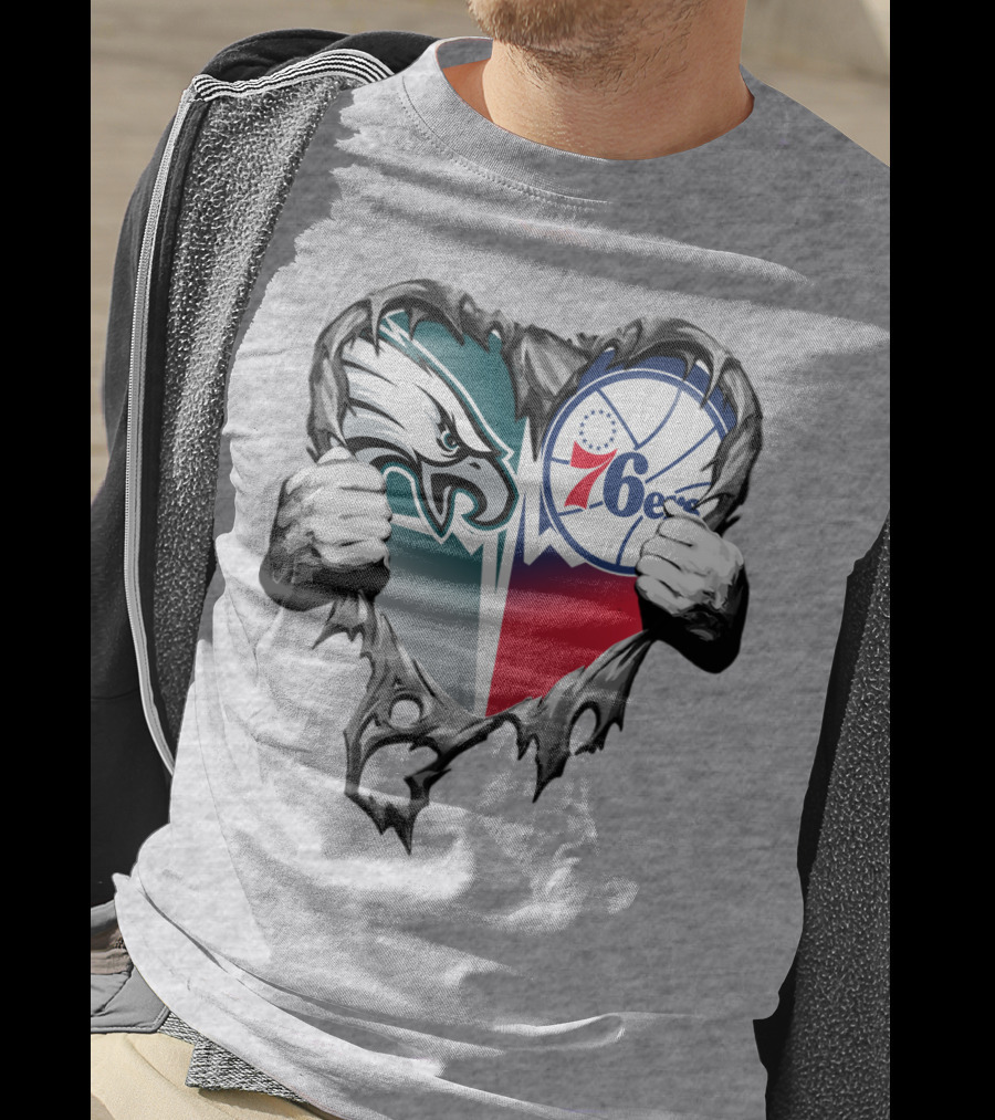Philadelphia Eagles And 76ers Heart T-Shirt